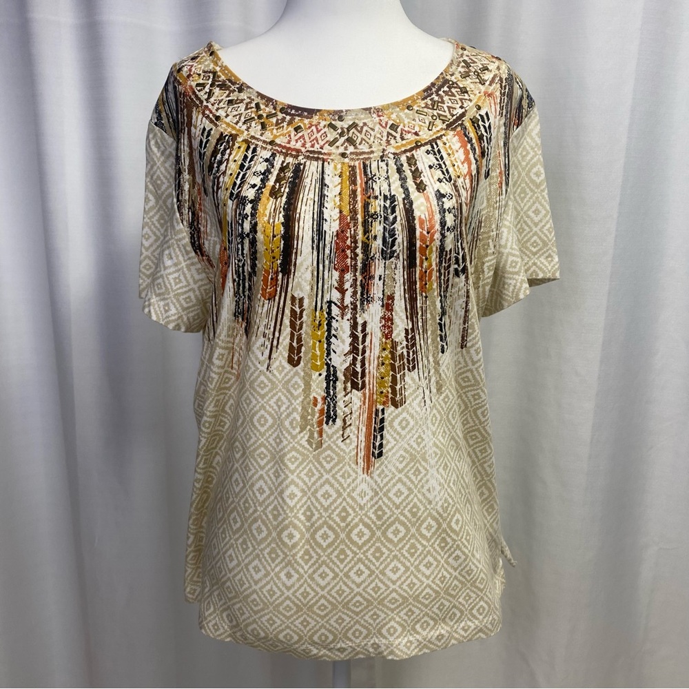 Alfred Dunner Petite Large short sleeve-shirt with design on front - Picture 1 of 8